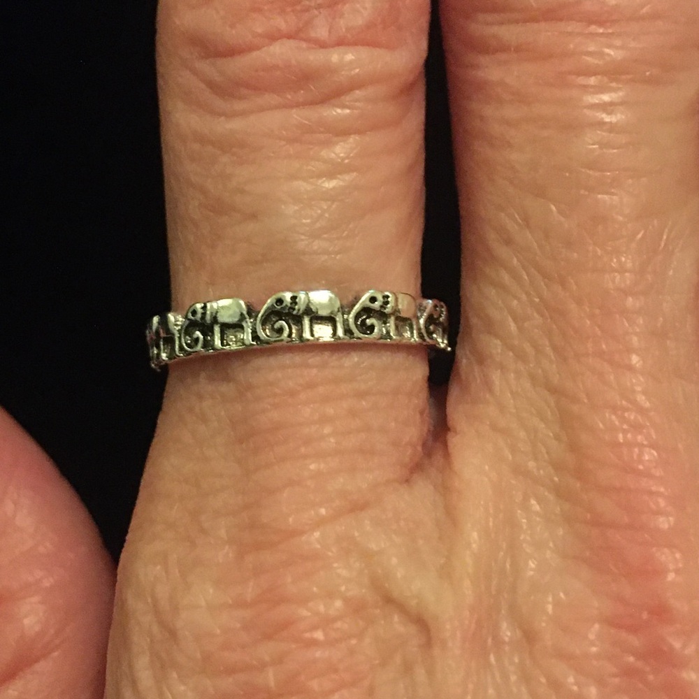 Silver Elephant Band Ring